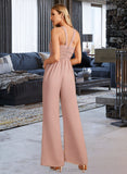 Kaya Jumpsuit/Pantsuit High Neck Floor-Length Bridesmaid Dress With Pleated UKP0012888