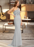 Janet Trumpet/Mermaid One-Shoulder Sweep Train Chiffon Bridesmaid Dress UKP0012889