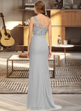 Janet Trumpet/Mermaid One-Shoulder Sweep Train Chiffon Bridesmaid Dress UKP0012889