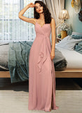 Gracie A-LineV-neckFloor-LengthChiffonBridesmaidDressWithRuffleSplitFront#251384 UKP0012892