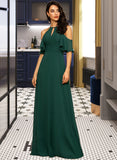 Margery A-Line Scoop Neck Floor-Length Chiffon Bridesmaid Dress UKP0012899