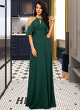 Margery A-Line Scoop Neck Floor-Length Chiffon Bridesmaid Dress UKP0012899