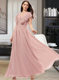 Genesis A-Line V-neck Floor-Length Chiffon Bridesmaid Dress With Split Front UKP0012903