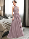 Ayanna A-Line Halter Floor-Length Bridesmaid Dress With Split Front UKP0012907