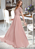 Stephanie A-Line Scoop Neck Floor-Length Chiffon Bridesmaid Dress With Sequins UKP0012908