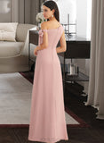 Macie A-Line One-Shoulder Floor-Length Bridesmaid Dress With Bow(s) UKP0012914