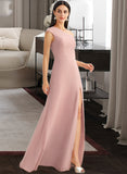 Macie A-Line One-Shoulder Floor-Length Bridesmaid Dress With Bow(s) UKP0012914