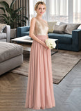 Giovanna A-line One Shoulder Floor-Length Chiffon Sequined Bridesmaid Dress UKP0012916