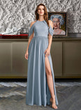 Martina A-Line High Neck Floor-Length Bridesmaid Dress UKP0012919