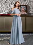 Martina A-Line High Neck Floor-Length Bridesmaid Dress UKP0012919