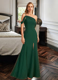 Lilian Trumpet/Mermaid One-Shoulder Floor-Length Bridesmaid Dress With Split Front UKP0012921