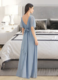 Kristen A-Line Floor-Length Bridesmaid Dress With Ruffle Split Front UKP0012925