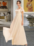 Cornelia A-Line Square Neckline Floor-Length Bridesmaid Dress With Cascading Ruffles UKP0012928