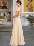 Cornelia A-Line Square Neckline Floor-Length Bridesmaid Dress With Cascading Ruffles UKP0012928