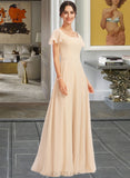 Cornelia A-Line Square Neckline Floor-Length Bridesmaid Dress With Cascading Ruffles UKP0012928