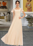 Cornelia A-Line Square Neckline Floor-Length Bridesmaid Dress With Cascading Ruffles UKP0012928