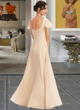 Cornelia A-Line Square Neckline Floor-Length Bridesmaid Dress With Cascading Ruffles UKP0012928