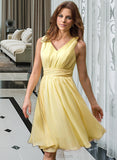 Amanda Chiffon V-neck Knee-length A-Line Bridesmaid Dress UKP0012934