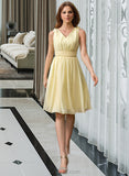 Amanda Chiffon V-neck Knee-length A-Line Bridesmaid Dress UKP0012934