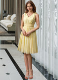 Amanda Chiffon V-neck Knee-length A-Line Bridesmaid Dress UKP0012934