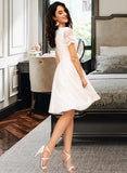 Nicky A-Line V-neck Knee-Length Chiffon Bridesmaid Dress With Lace UKP0012935