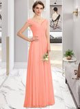 Ava A-Line Off-the-Shoulder Floor-Length Chiffon Bridesmaid Dress With Ruffle Lace UKP0012941