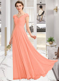 Ava A-Line Off-the-Shoulder Floor-Length Chiffon Bridesmaid Dress With Ruffle Lace UKP0012941