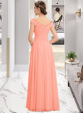 Ava A-Line Off-the-Shoulder Floor-Length Chiffon Bridesmaid Dress With Ruffle Lace UKP0012941