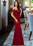 Maisie Sheath/Column Off-the-Shoulder Floor-Length Chiffon Bridesmaid Dress With Split Front Cascading Ruffles UKP0012944