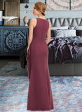 Mira A-Line Scoop Neck Floor-Length Chiffon Bridesmaid Dress With Split Front Cascading Ruffles UKP0012947