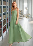 Lydia A-Line V-neck Floor-Length Bridesmaid Dress With Beading Sequins UKP0012950