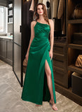 Kaylyn A-Line One-Shoulder Floor-Length Bridesmaid Dress With Split Front UKP0012951