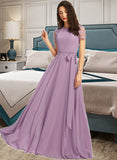 Addyson A-Line Scoop Neck Floor-Length Bridesmaid Dress UKP0012952