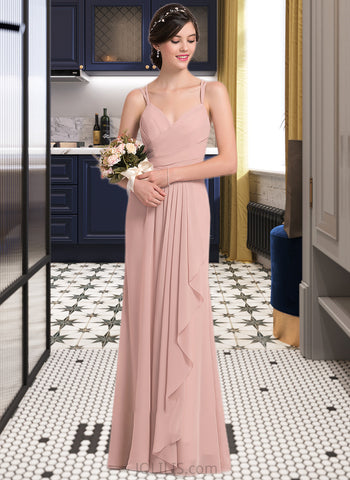 Jess A-line Sweetheart Floor-Length Chiffon Bridesmaid Dress With Cascading Ruffles UKP0012957