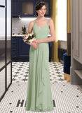 Jess A-line Sweetheart Floor-Length Chiffon Bridesmaid Dress With Cascading Ruffles UKP0012957