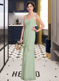 Jess A-line Sweetheart Floor-Length Chiffon Bridesmaid Dress With Cascading Ruffles UKP0012957