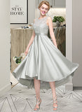 Setlla A-Line Scoop Neck Asymmetrical Satin Bridesmaid Dress UKP0012965