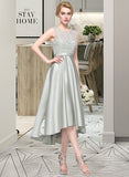 Setlla A-Line Scoop Neck Asymmetrical Satin Bridesmaid Dress UKP0012965