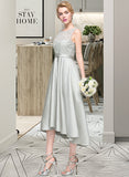 Setlla A-Line Scoop Neck Asymmetrical Satin Bridesmaid Dress UKP0012965