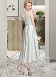 Setlla A-Line Scoop Neck Asymmetrical Satin Bridesmaid Dress UKP0012965