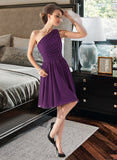 Ingrid Chiffon One-shoulder Knee-length Bridesmaid Dress UKP0012967