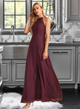 Carolina A-Line High Neck Floor-Length Bridesmaid Dress With Split Front UKP0012968