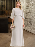 Elyse Sheath/Column Square Neckline Floor-Length Chiffon Bridesmaid Dress UKP0012979