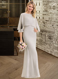 Elyse Sheath/Column Square Neckline Floor-Length Chiffon Bridesmaid Dress UKP0012979