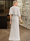 Elyse Sheath/Column Square Neckline Floor-Length Chiffon Bridesmaid Dress UKP0012979