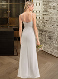 Elyse Sheath/Column Square Neckline Floor-Length Chiffon Bridesmaid Dress UKP0012979