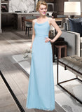 Kathleen A-Line Cowl Neck Floor-Length Chiffon Bridesmaid Dress With Ruffle UKP0012981