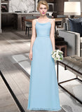 Kathleen A-Line Cowl Neck Floor-Length Chiffon Bridesmaid Dress With Ruffle UKP0012981