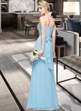 Kathleen A-Line Cowl Neck Floor-Length Chiffon Bridesmaid Dress With Ruffle UKP0012981