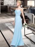 Kathleen A-Line Cowl Neck Floor-Length Chiffon Bridesmaid Dress With Ruffle UKP0012981